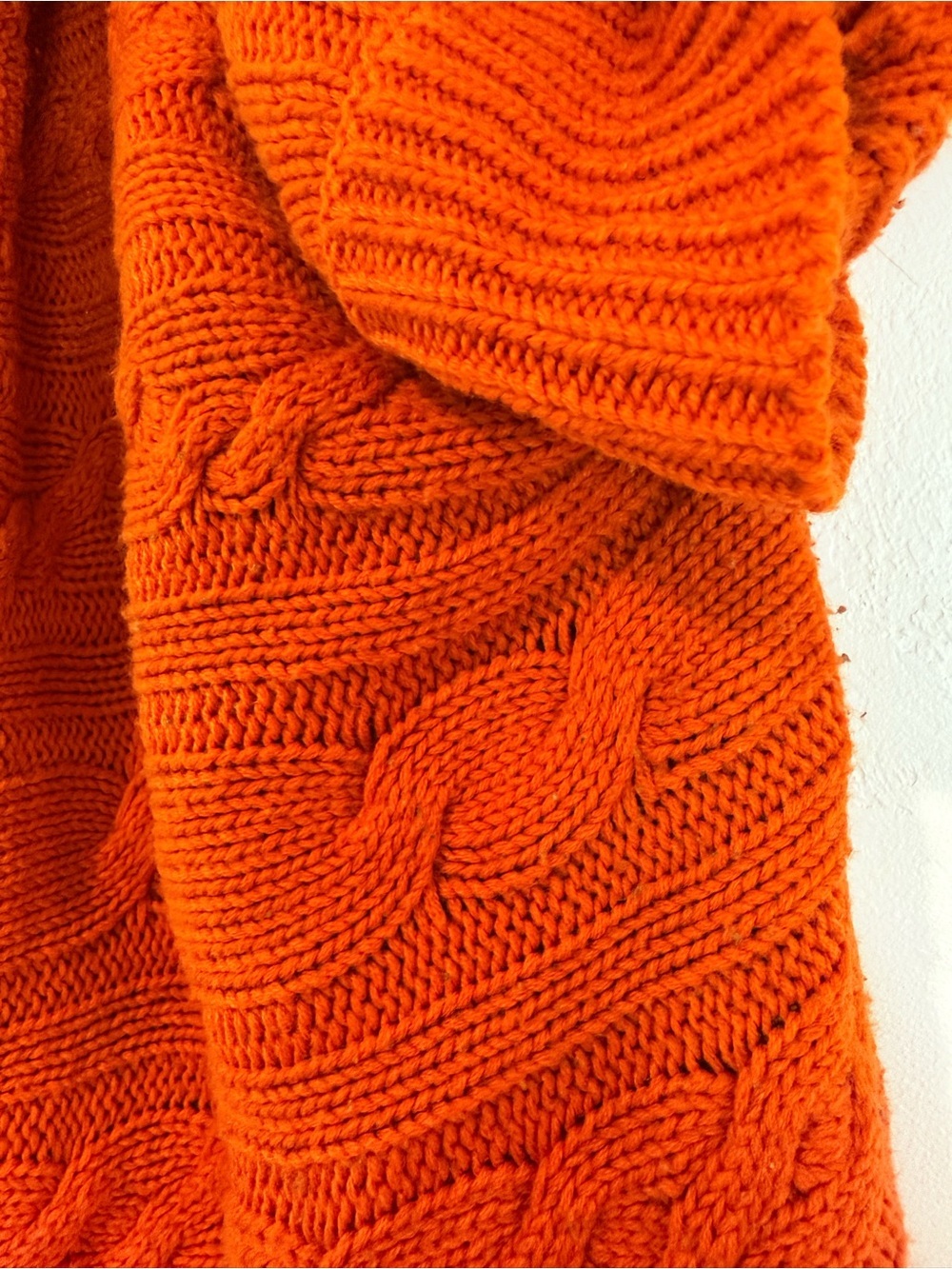 Gloria Vanderbilt 1X Orange Cable Knit Shawl Collar Button Cardigan Sweater - Picture 3 of 7